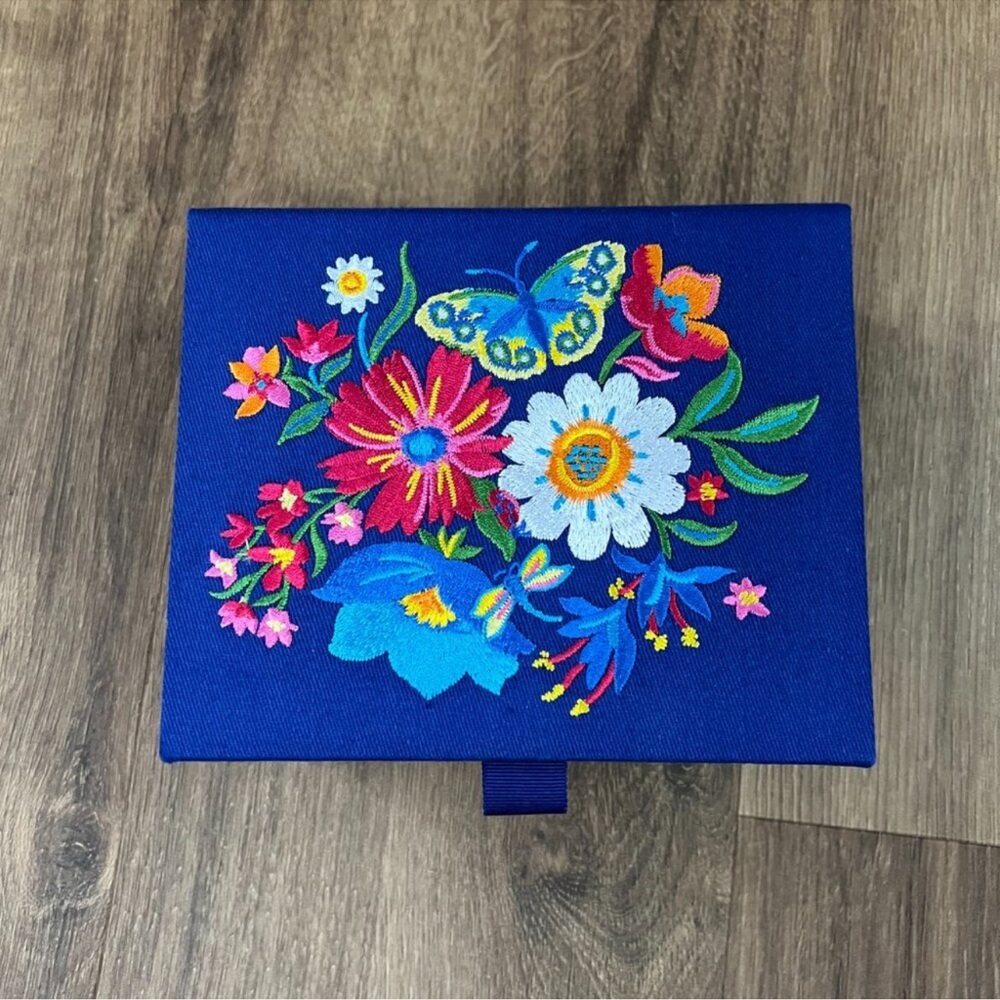 NEW Brighton French Garden Floral Embroidered Jewelry Box